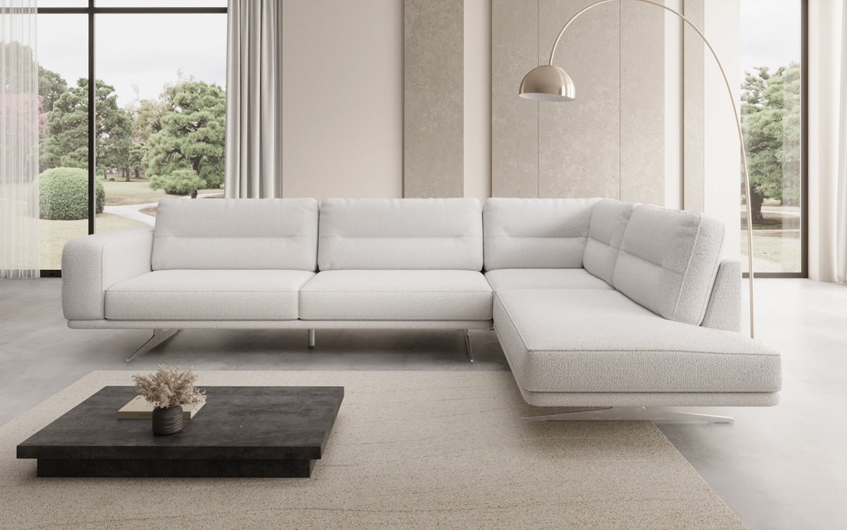 Designer L Sofa closed Torino in Bouclé