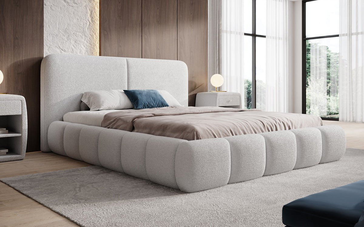 Designer Polsterbett Lolita in Bouclé mit Stauraum