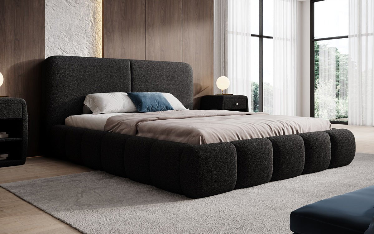 Designer Polsterbett Lolita in Bouclé mit Stauraum