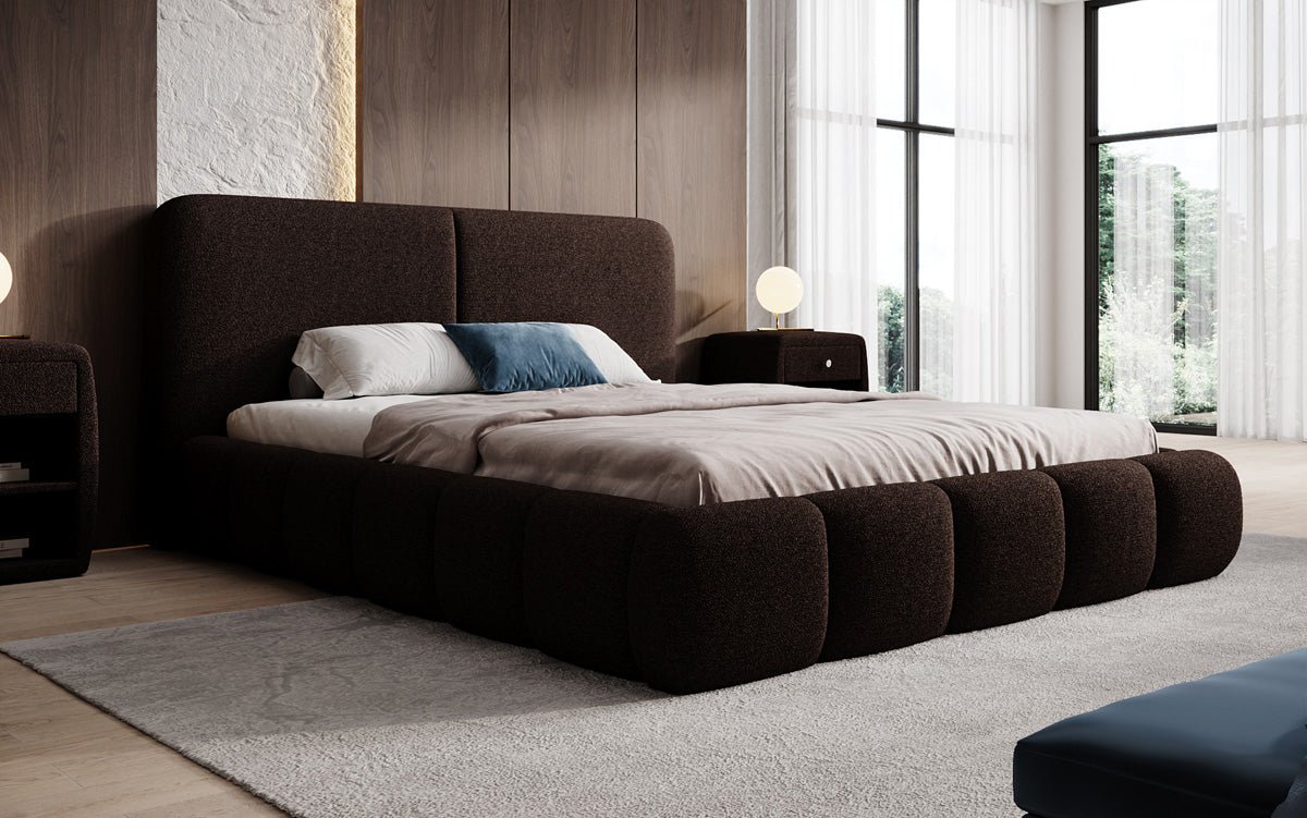 Designer Polsterbett Lolita in Bouclé mit Stauraum