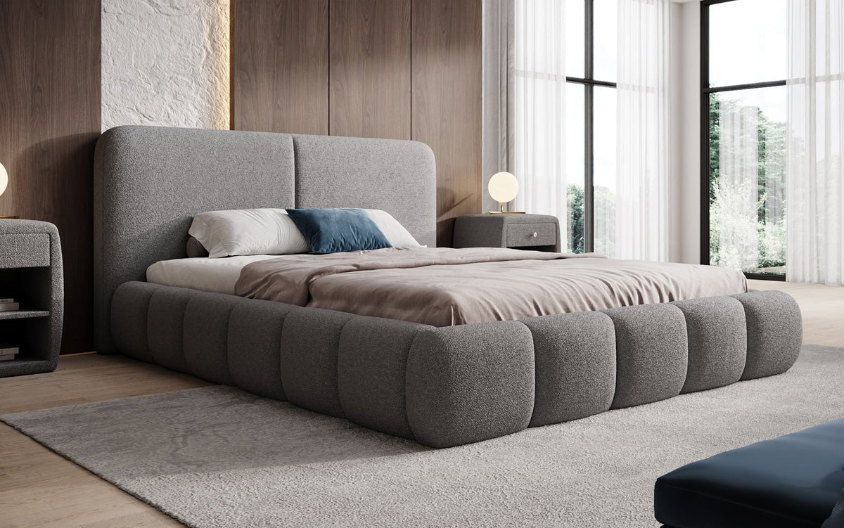 Designer Polsterbett Lolita in Bouclé mit Stauraum