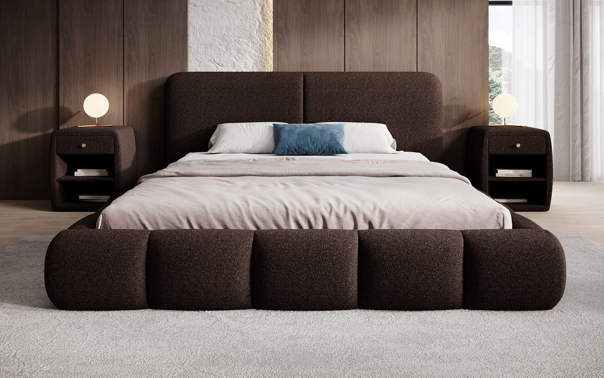 Designer Polsterbett Lolita in Bouclé mit Stauraum