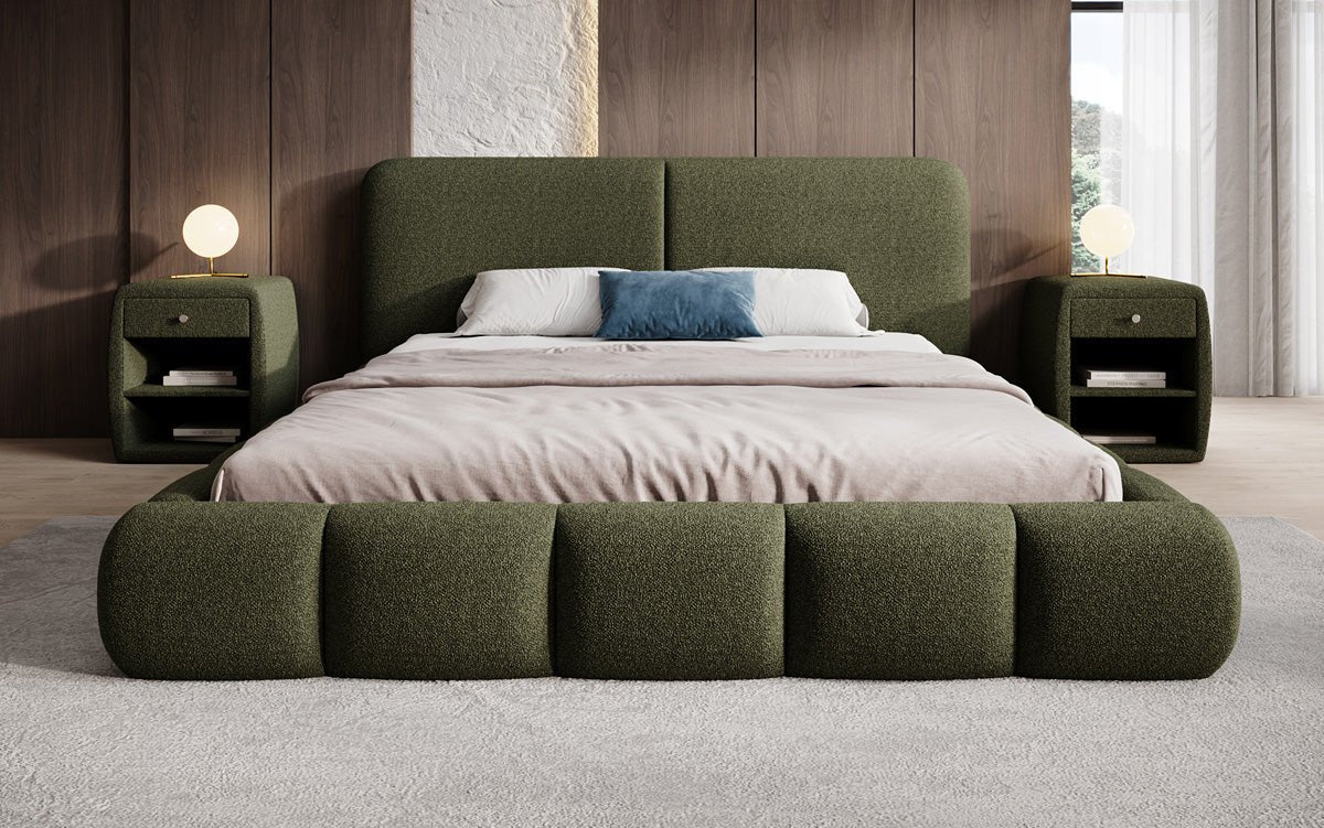 Designer Polsterbett Lolita in Bouclé mit Stauraum