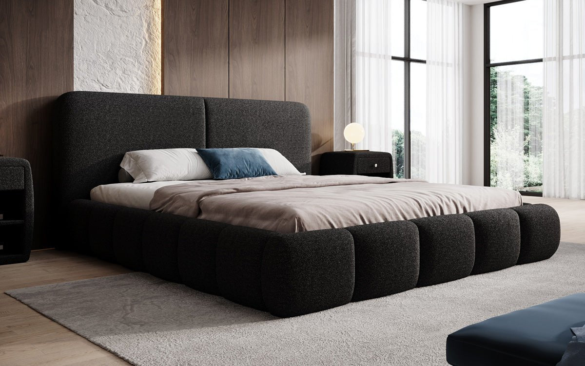 Designer Polsterbett Lolita in Bouclé mit Stauraum