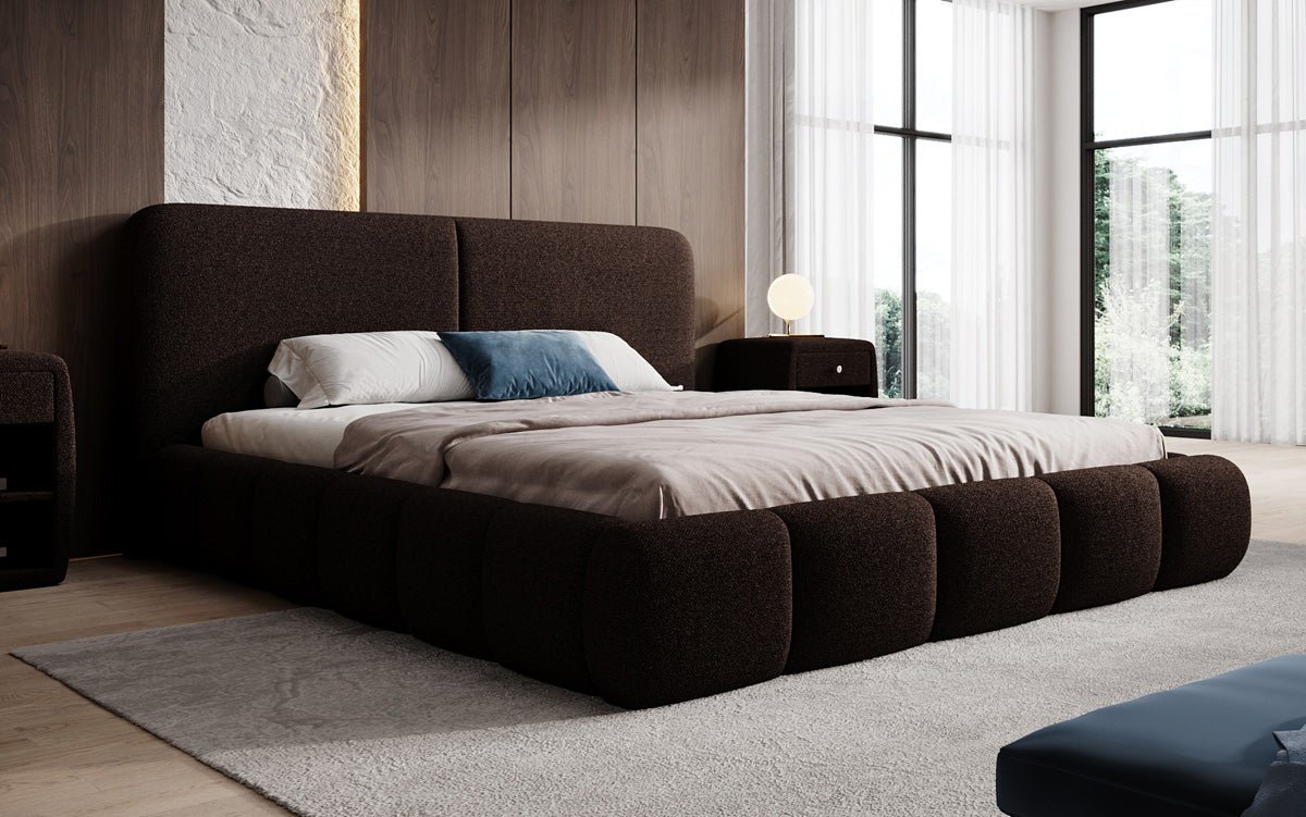 Designer Polsterbett Lolita in Bouclé mit Stauraum