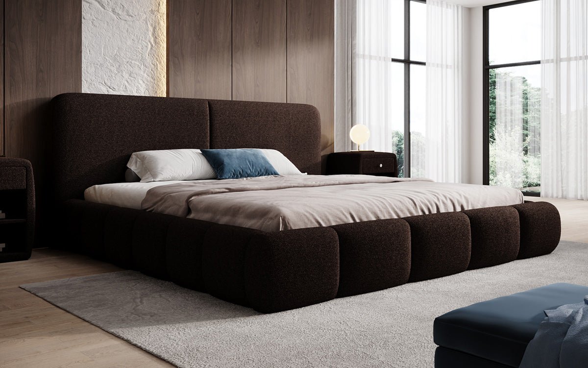 Designer Polsterbett Lolita in Bouclé mit Stauraum