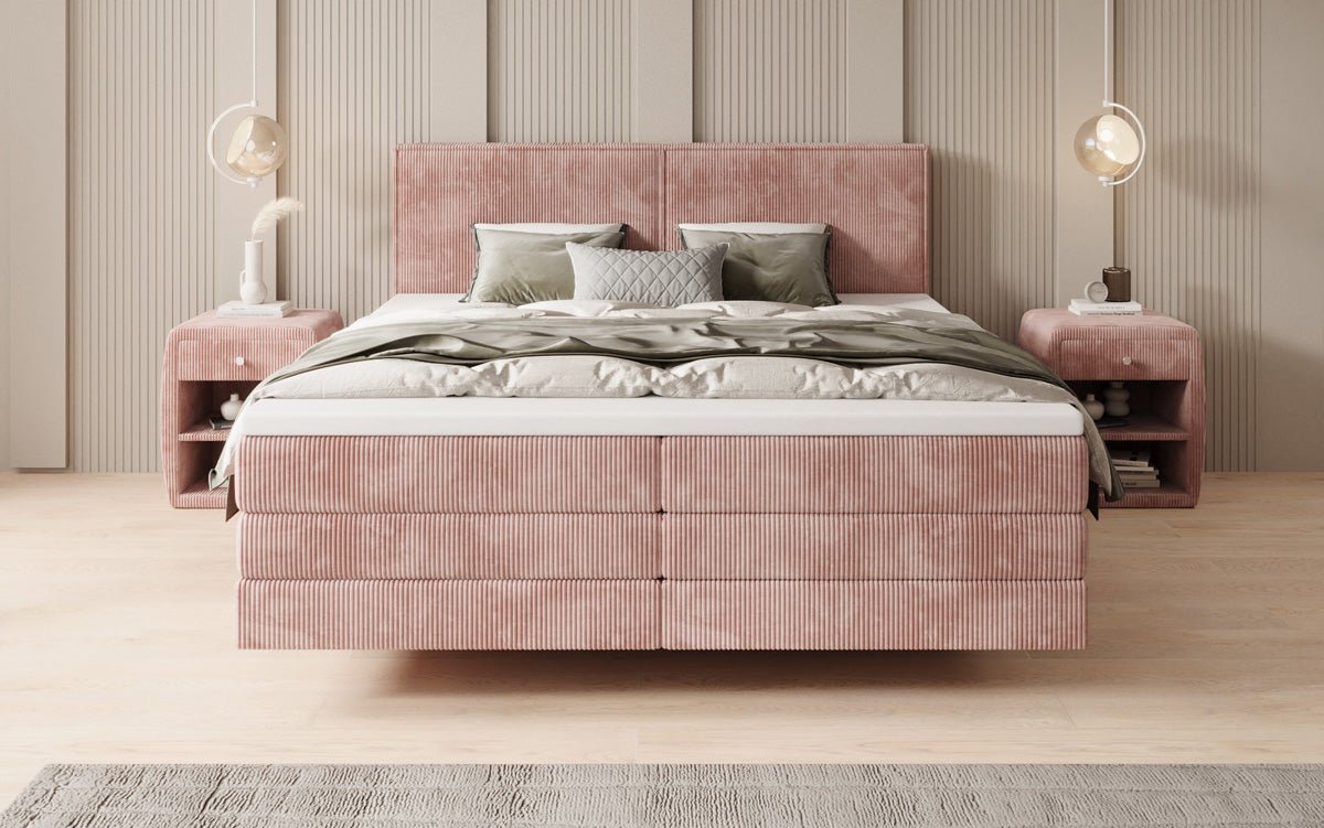 Boxspringbett Elara mit Schwebeoptik in Cord