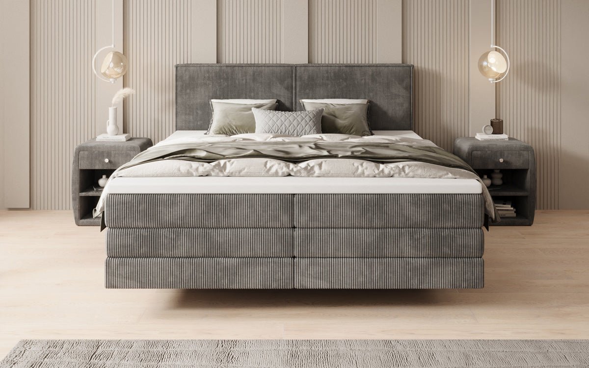 Boxspringbett Elara mit Schwebeoptik in Cord
