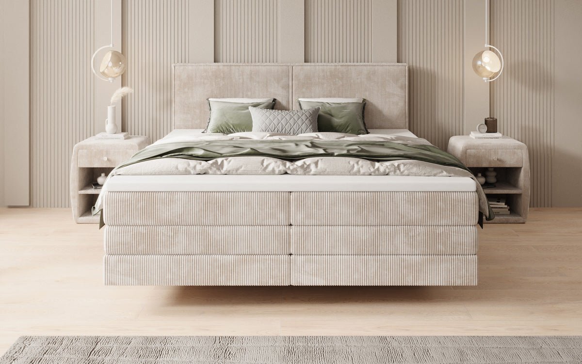 Boxspringbett Elara mit Schwebeoptik in Cord