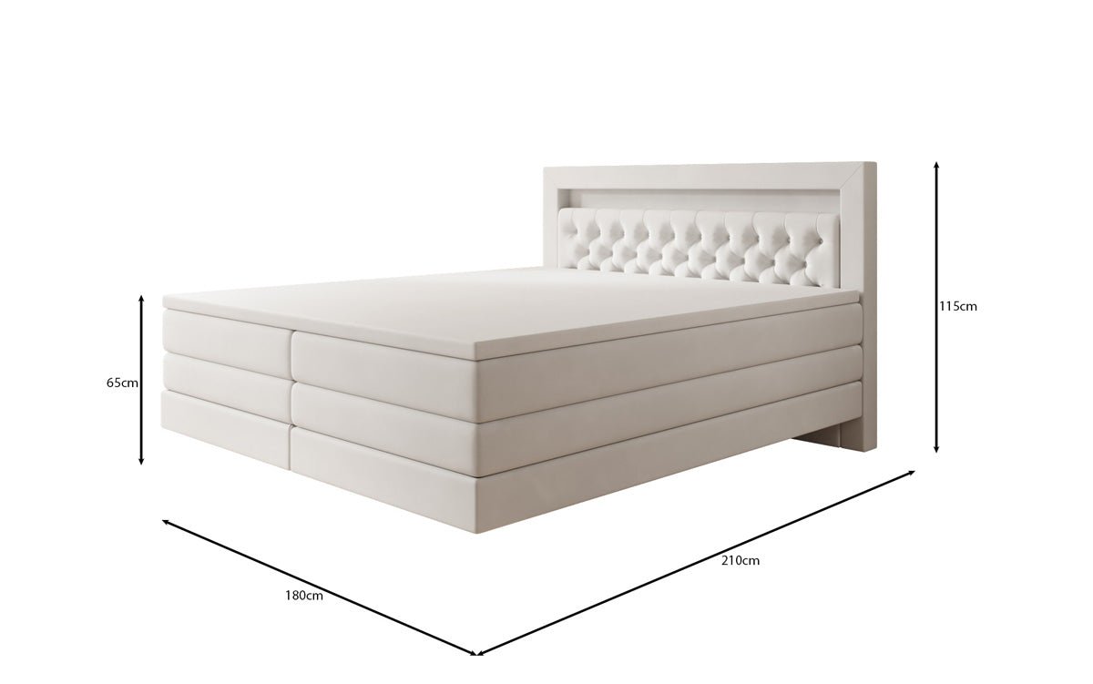 Boxspringbett Menzogna mit Schwebeoptik und LED in Samt
