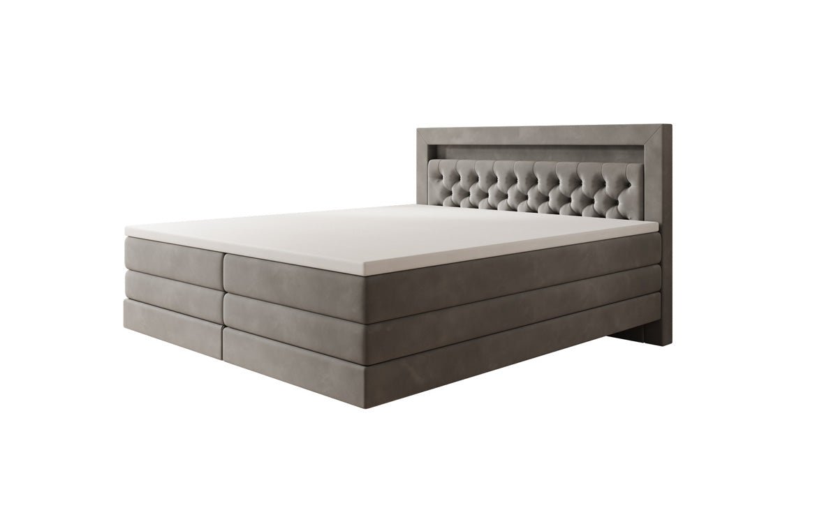 Boxspringbett Menzogna mit Schwebeoptik und LED in Samt