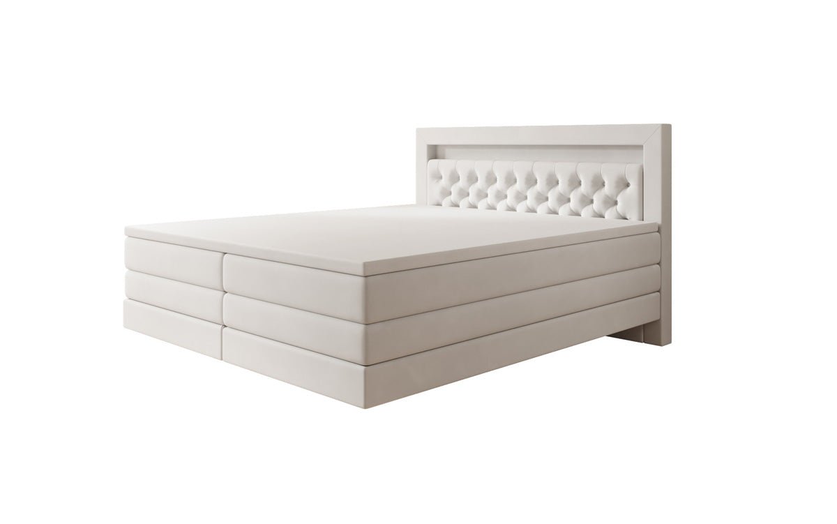 Boxspringbett Menzogna mit Schwebeoptik und LED in Samt