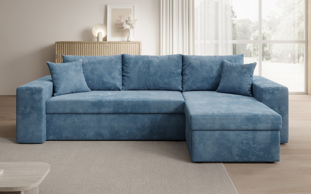 Designer Sofa Denver Cord mit Schlaf- und Klappfunktion