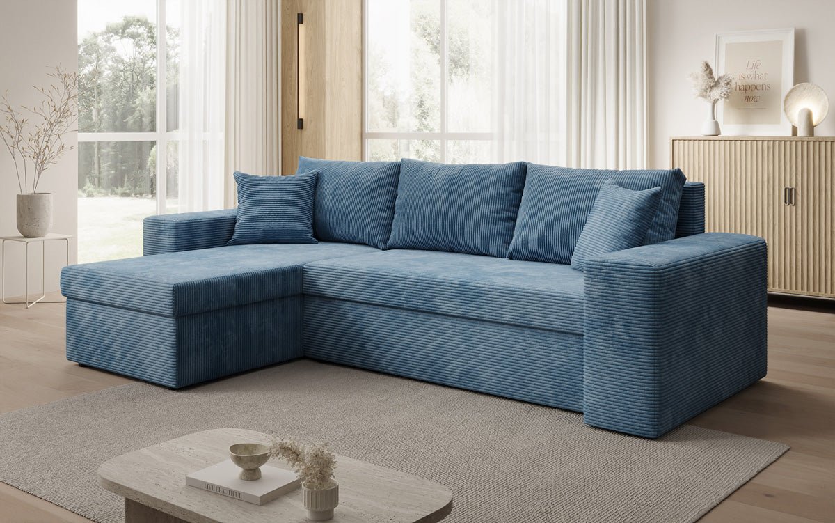 Designer Sofa Denver Cord mit Schlaf- und Klappfunktion