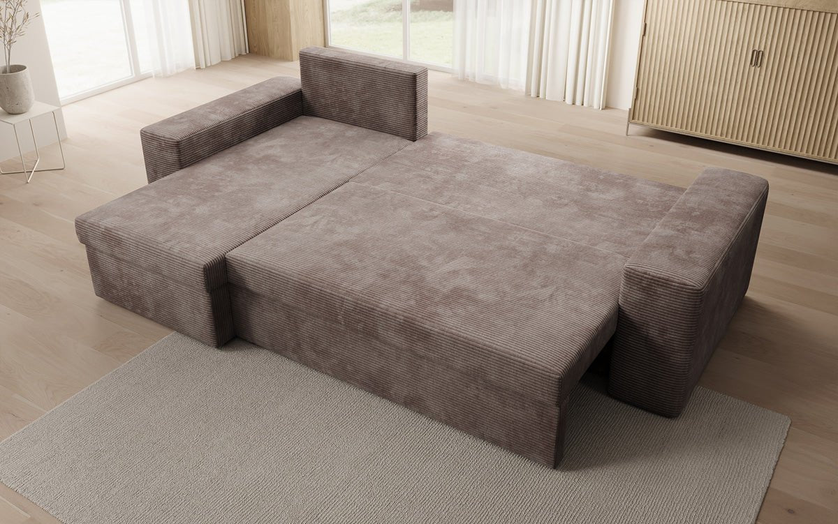 Designer Sofa Denver Cord mit Schlaf- und Klappfunktion