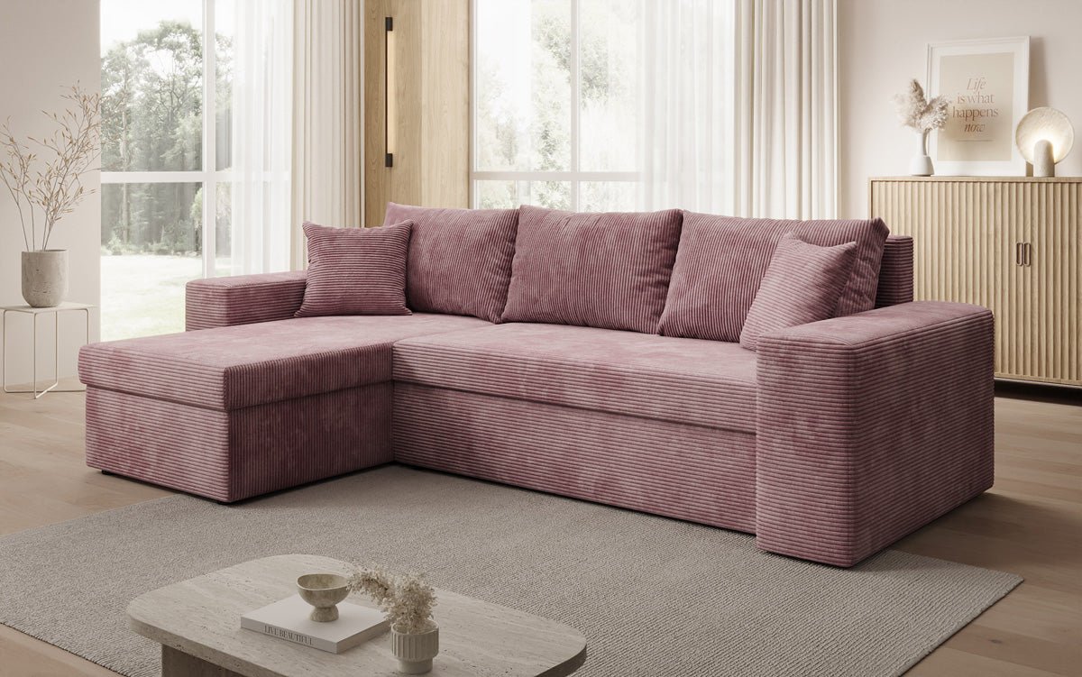 Designer Sofa Denver Cord mit Schlaf- und Klappfunktion