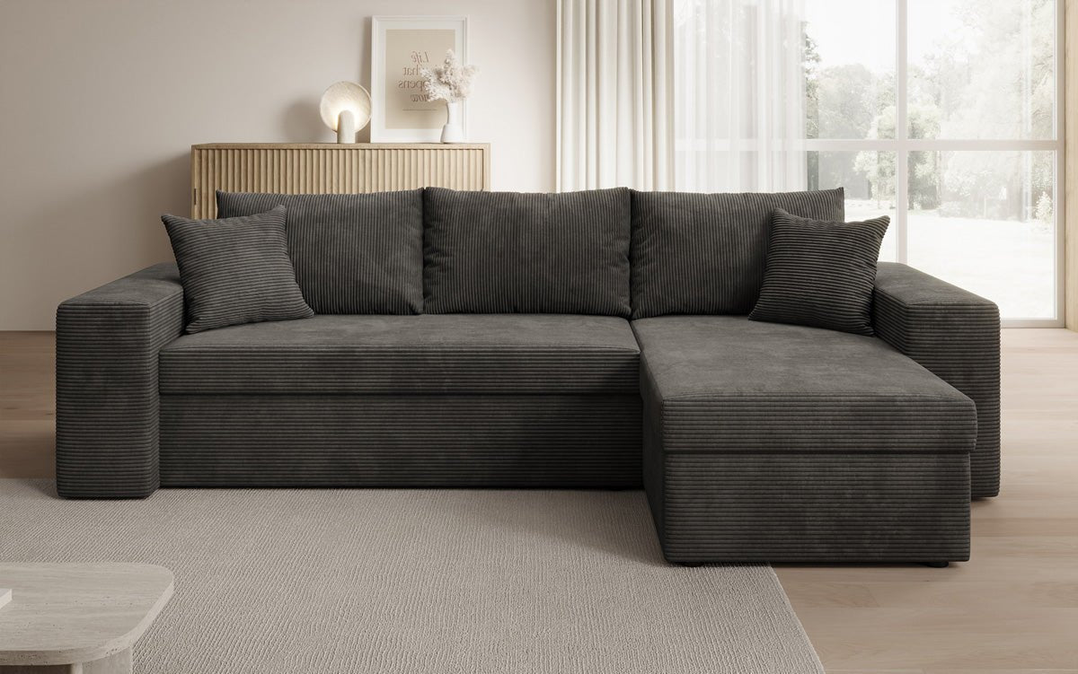 Designer Sofa Denver Cord mit Schlaf- und Klappfunktion