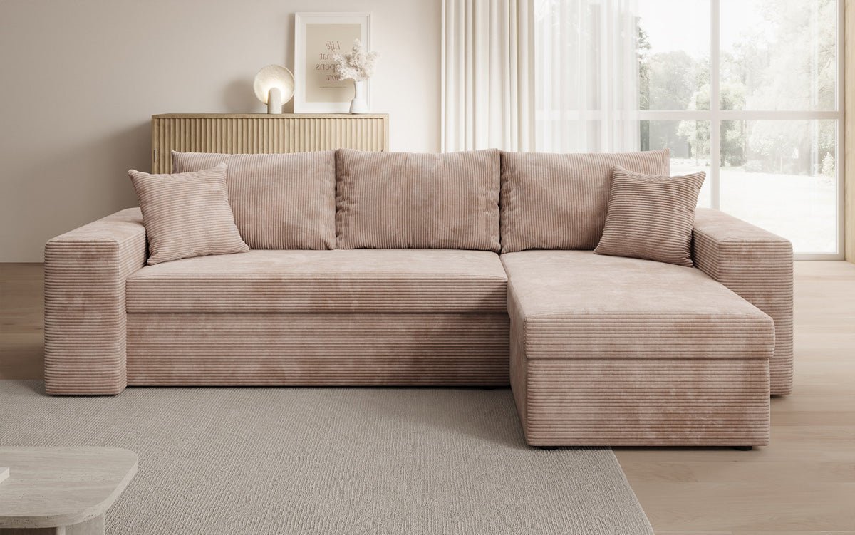 Designer Sofa Denver Cord mit Schlaf- und Klappfunktion