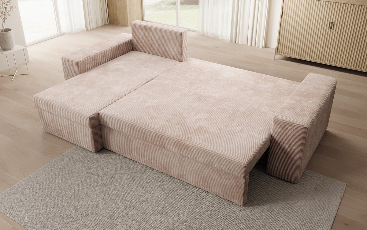 Designer Sofa Denver Cord mit Schlaf- und Klappfunktion