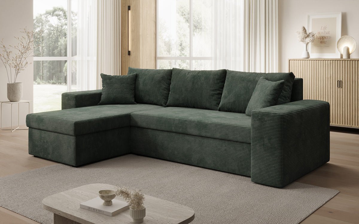 Designer Sofa Denver Cord mit Schlaf- und Klappfunktion
