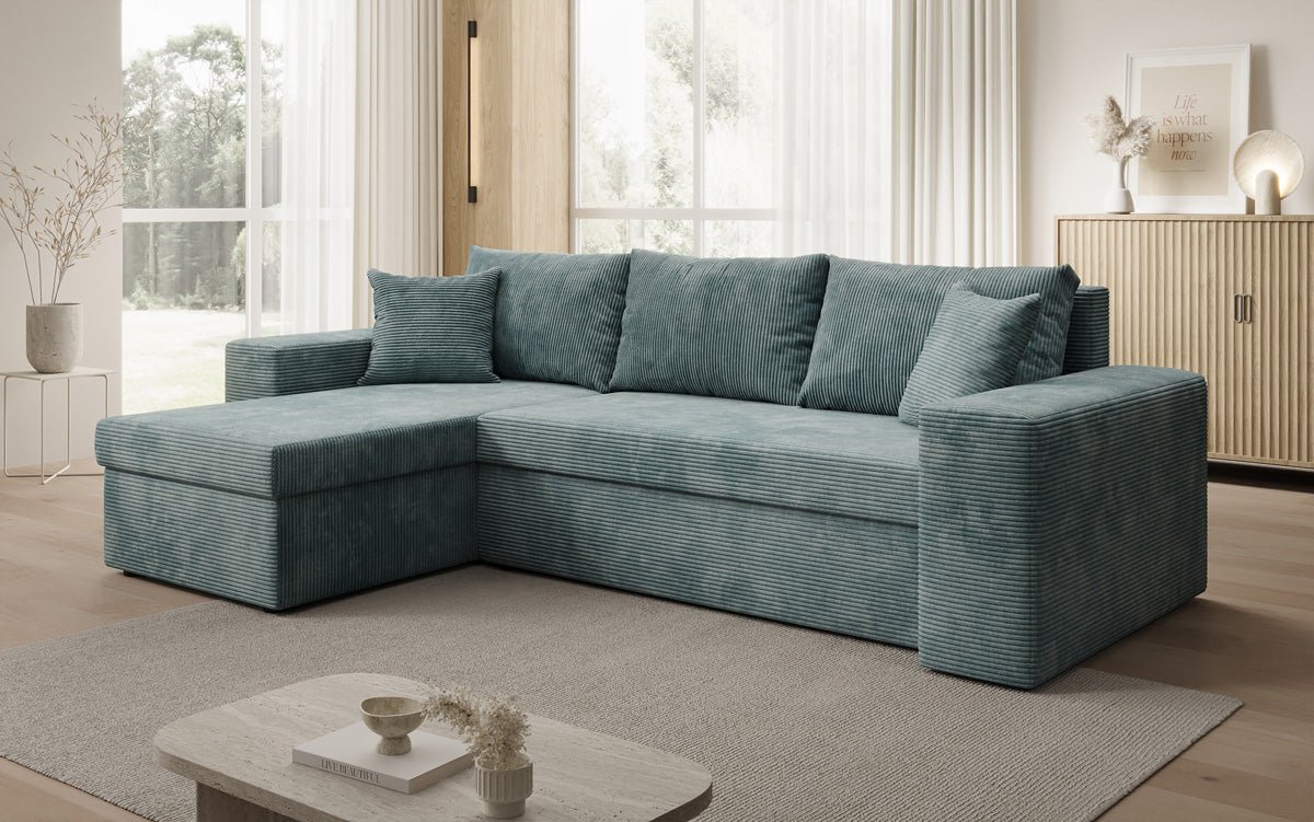 Designer Sofa Denver Cord mit Schlaf- und Klappfunktion