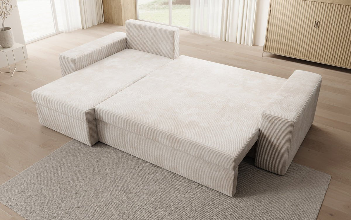 Designer Sofa Denver Cord mit Schlaf- und Klappfunktion