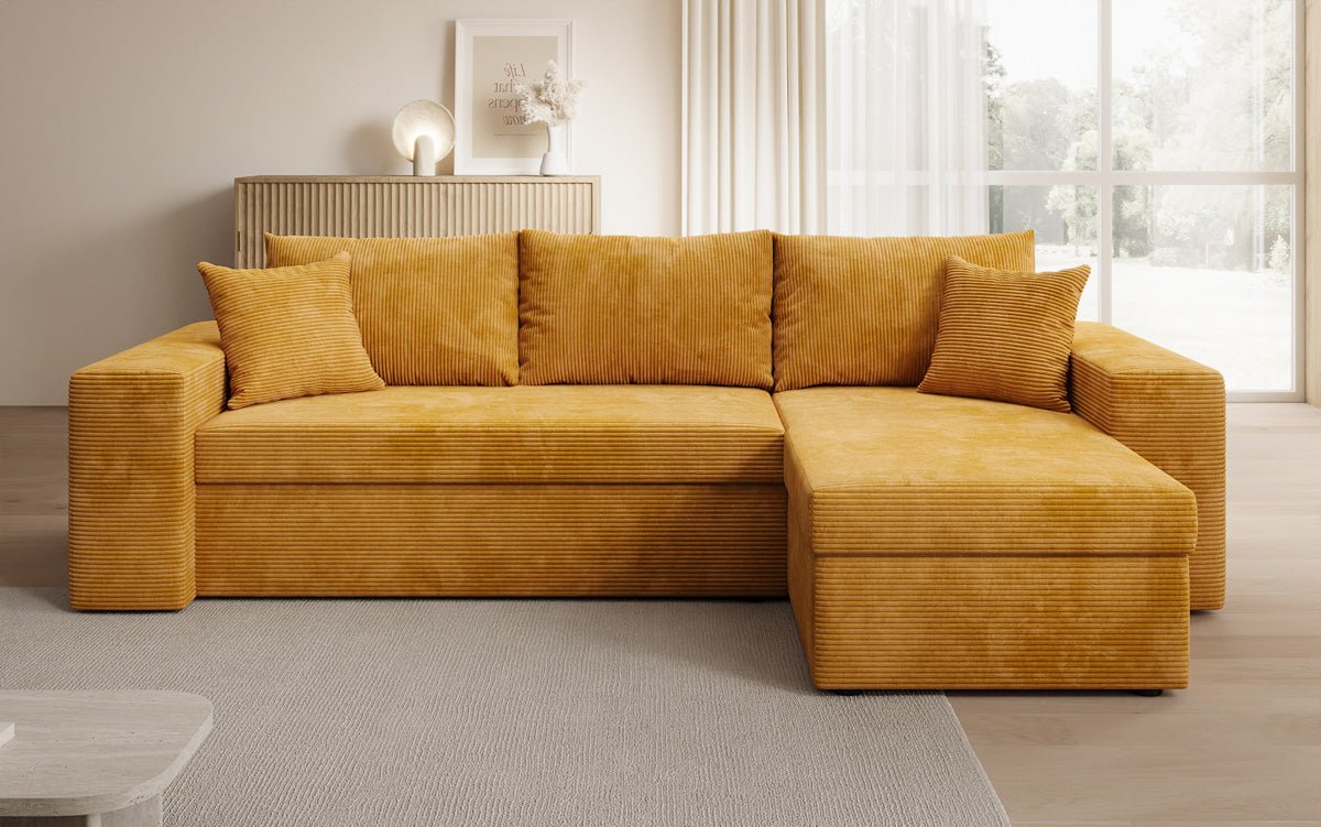 Designer Sofa Denver Cord mit Schlaf- und Klappfunktion