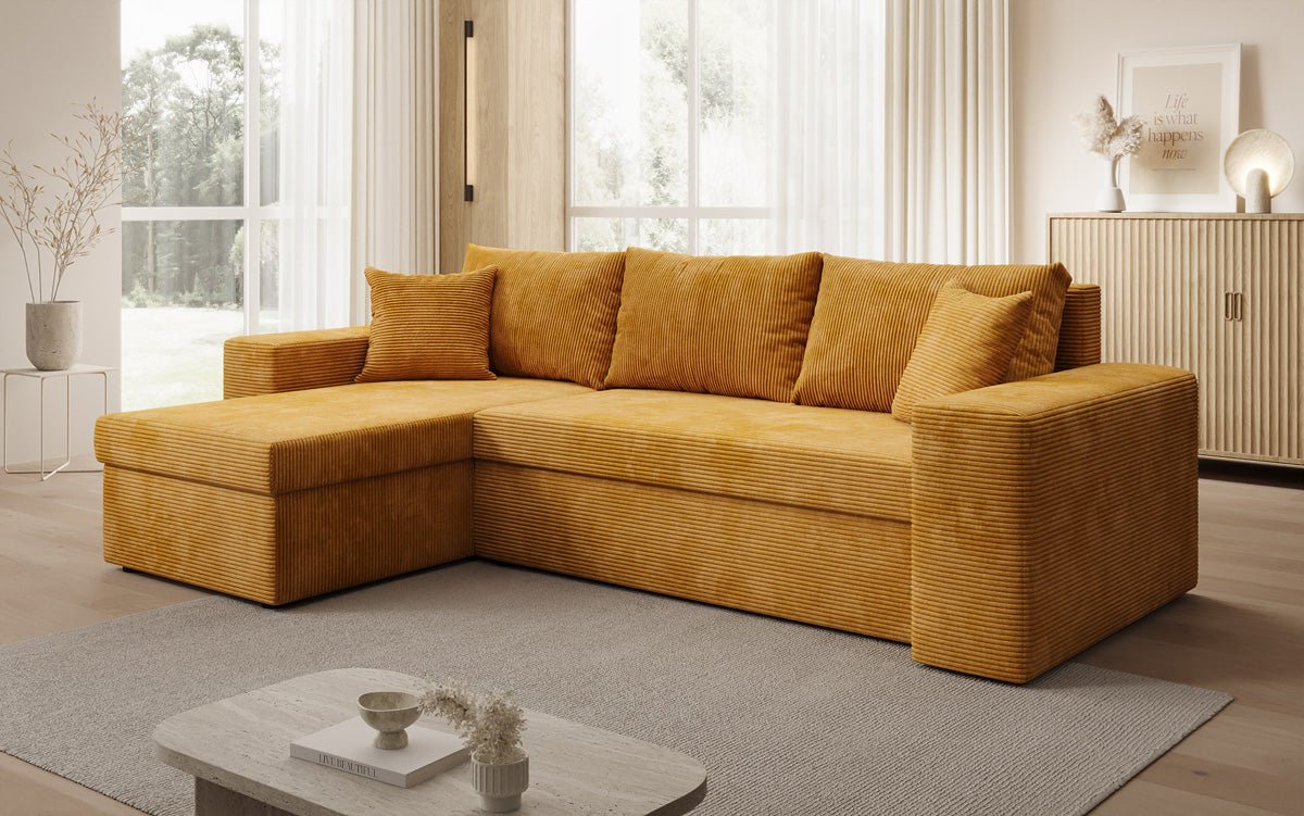 Designer Sofa Denver Cord mit Schlaf- und Klappfunktion