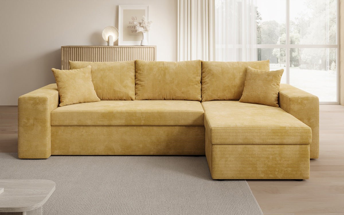 Designer Sofa Denver Cord mit Schlaf- und Klappfunktion