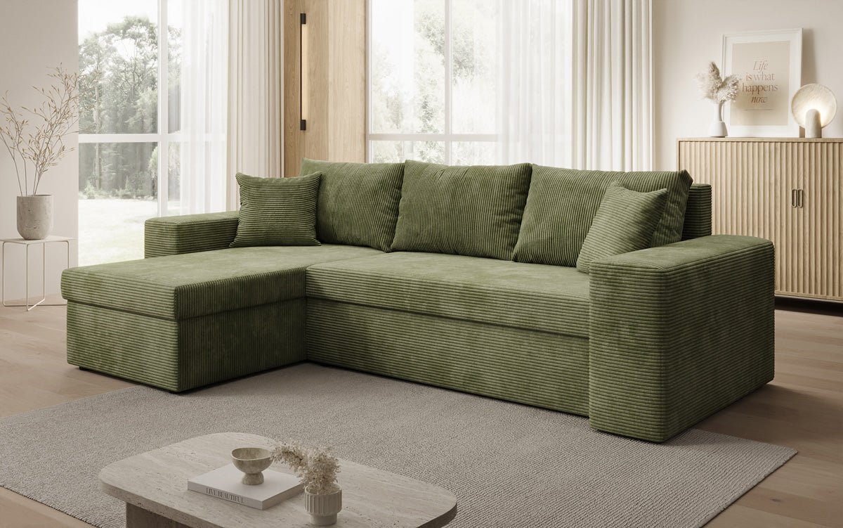 Designer Sofa Denver Cord mit Schlaf- und Klappfunktion