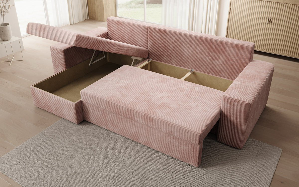 Designer Sofa Denver Cord mit Schlaf- und Klappfunktion