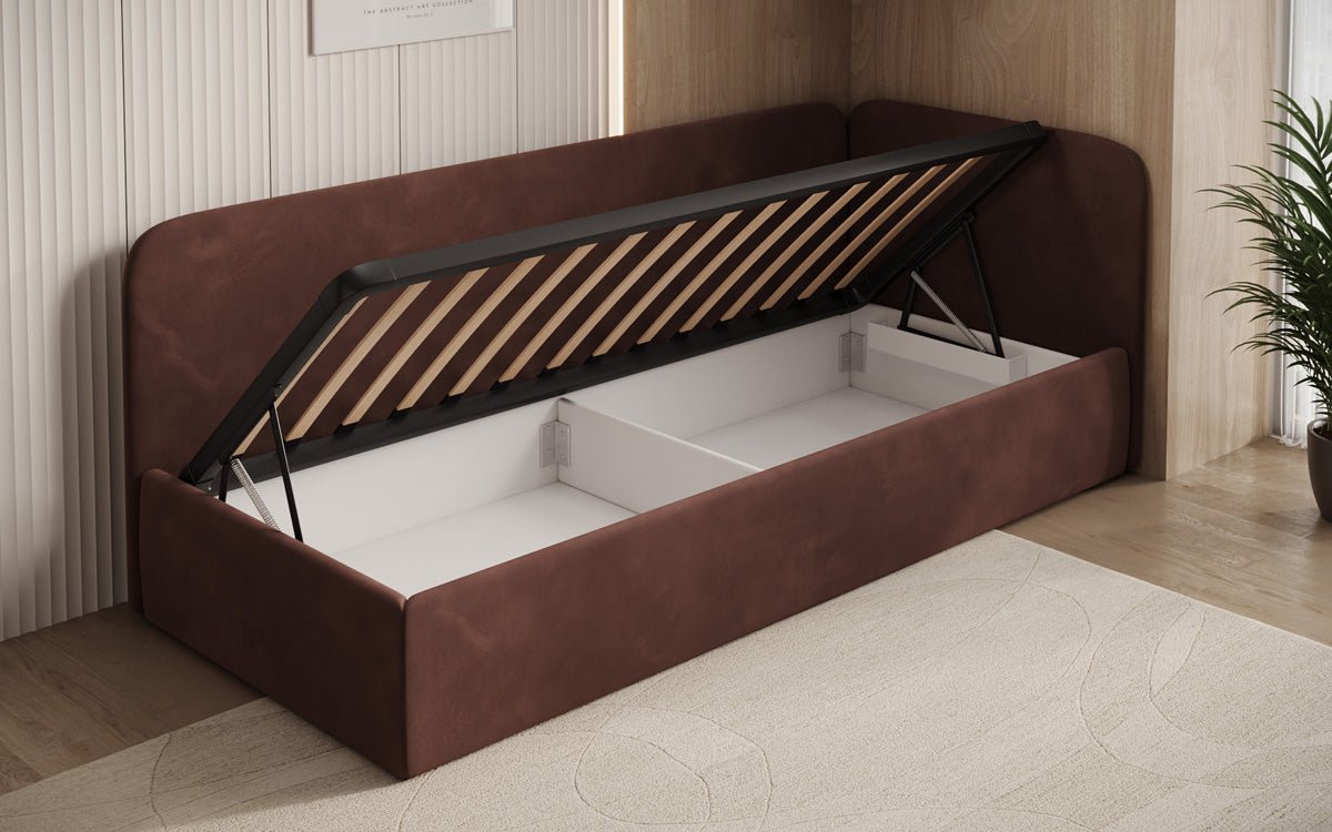 Designer Polsterbett/Gästebett/Sofa Cleo mit Stauraum