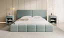 Designer Polsterbett Elise in Strukturstoff mit Stauraum