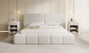 Designer Polsterbett Elise in Strukturstoff mit Stauraum
