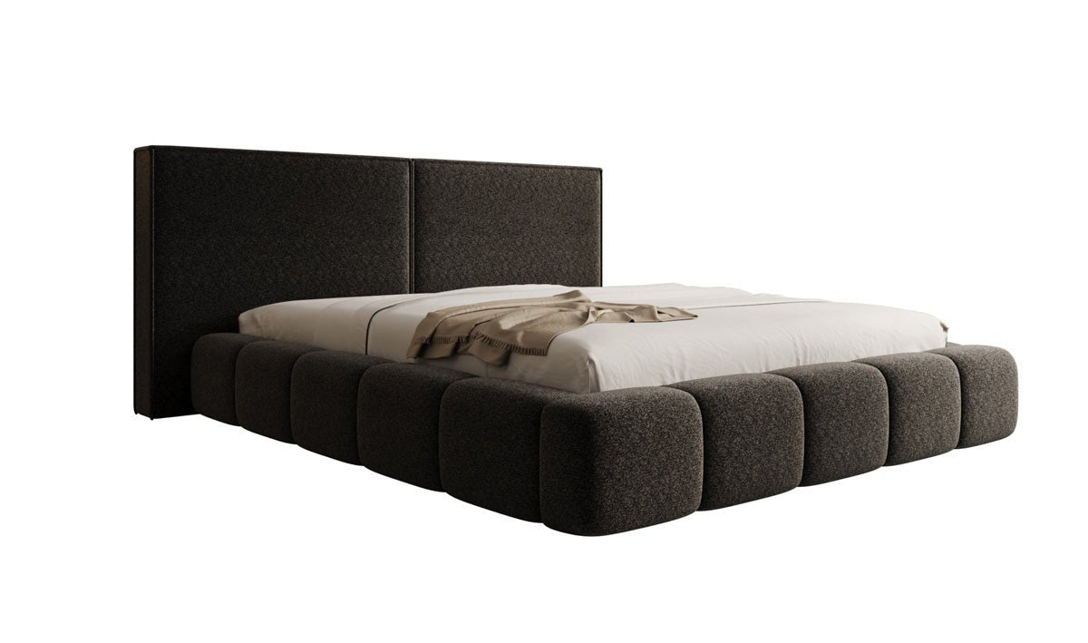 Designer Polsterbett Elise in Strukturstoff mit Stauraum