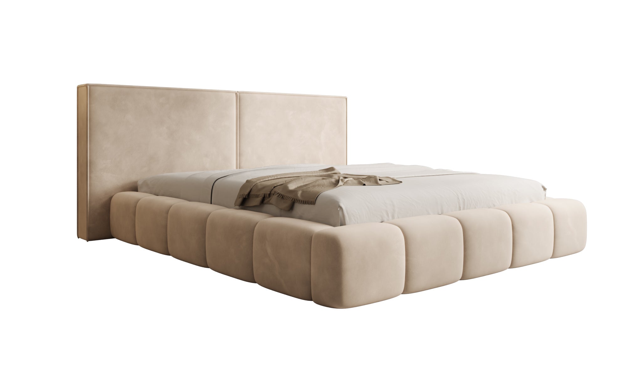 Designer Polsterbett Elise in Samt mit Stauraum