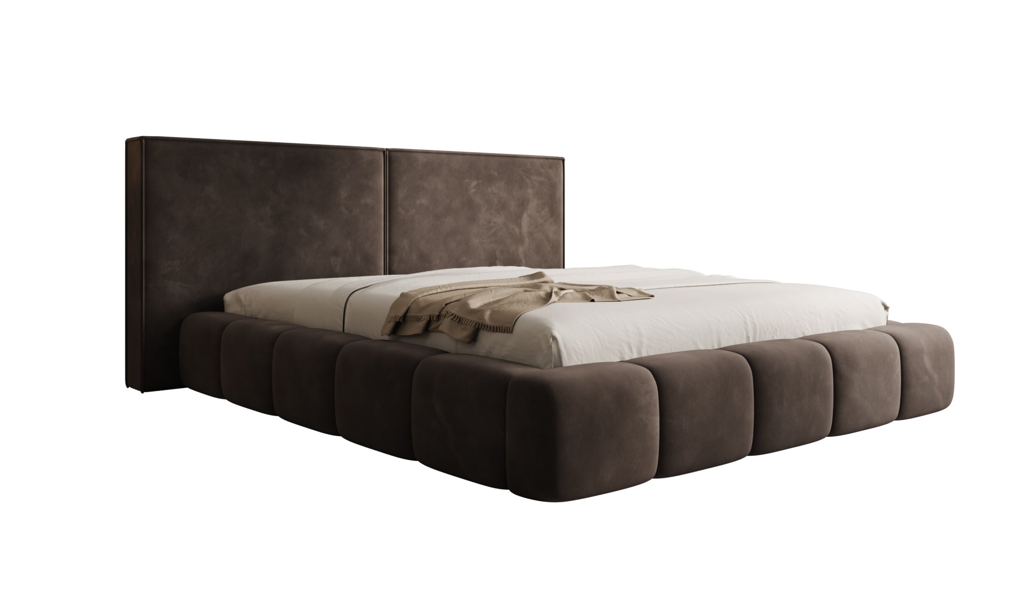 Designer Polsterbett Elise in Samt mit Stauraum