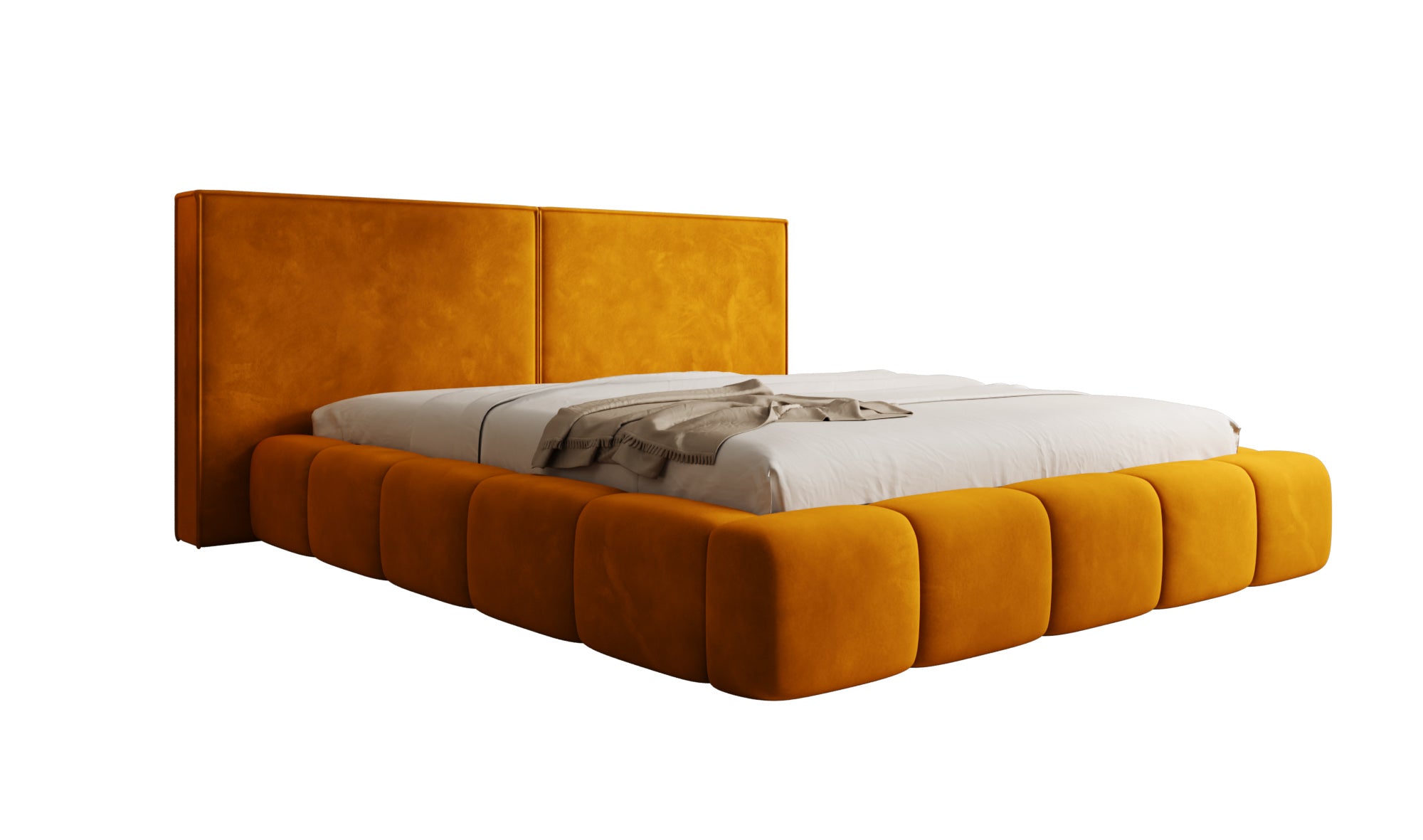 Designer Polsterbett Elise in Samt mit Stauraum