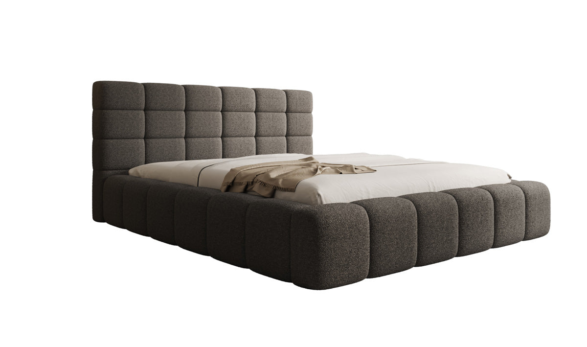Designer Polsterbett Marshmallow in Teddy Bouclé mit Stauraum