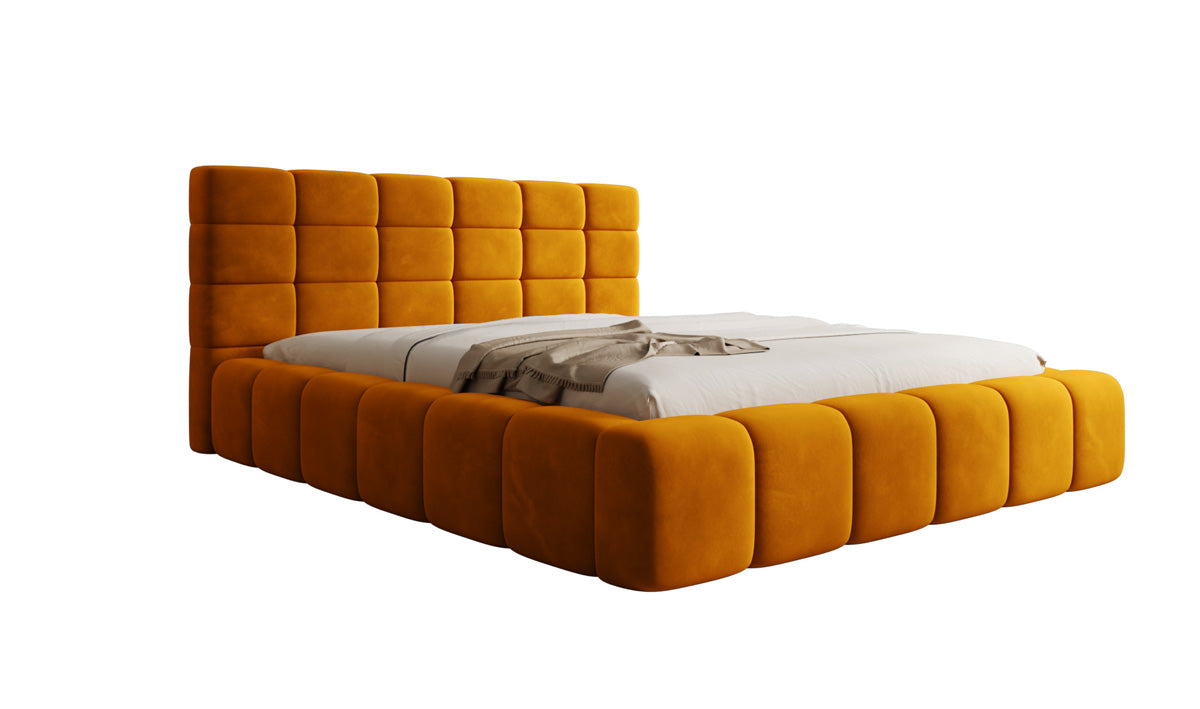 Designer Polsterbett Marshmallow in Samt mit Stauraum