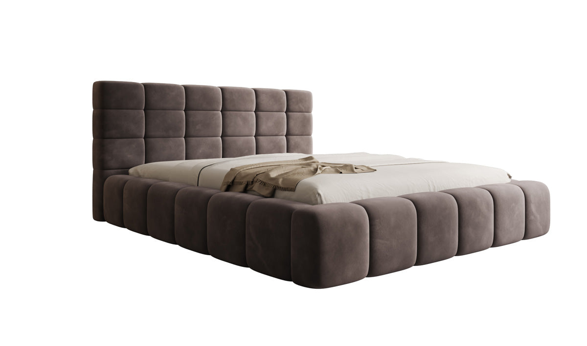 Designer Polsterbett Marshmallow in Samt mit Stauraum