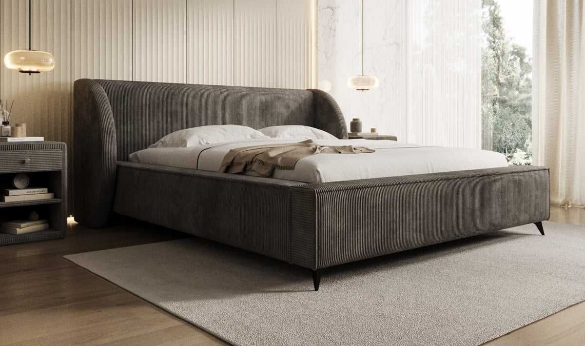 Designer Polsterbett Freya Cord mit Stauraum