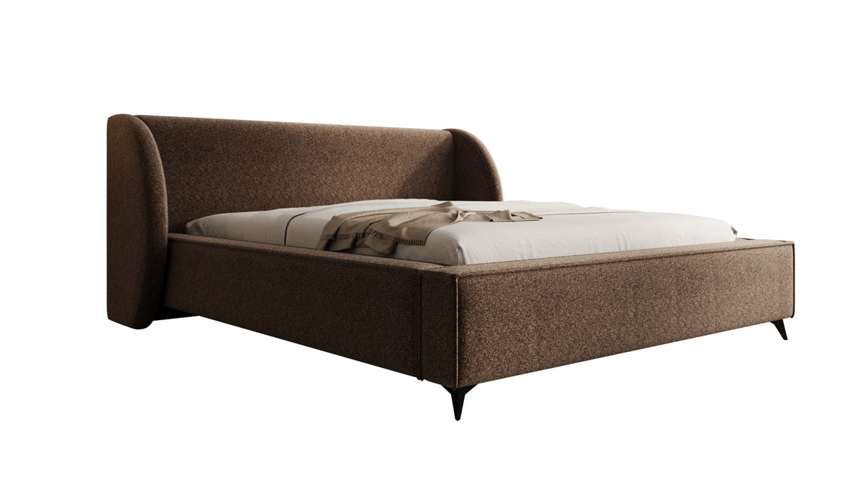 Designer Polsterbett Freya in Strukturstoff mit Stauraum