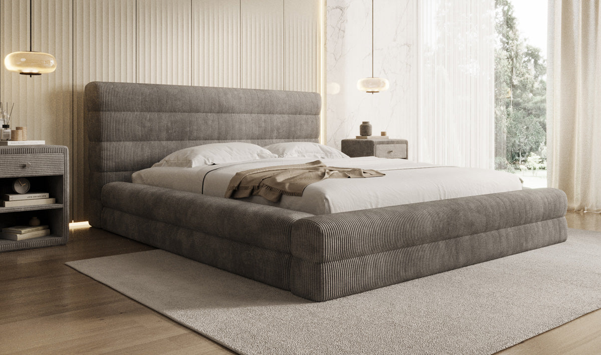 Designer Polsterbett Maren Cord mit Stauraum