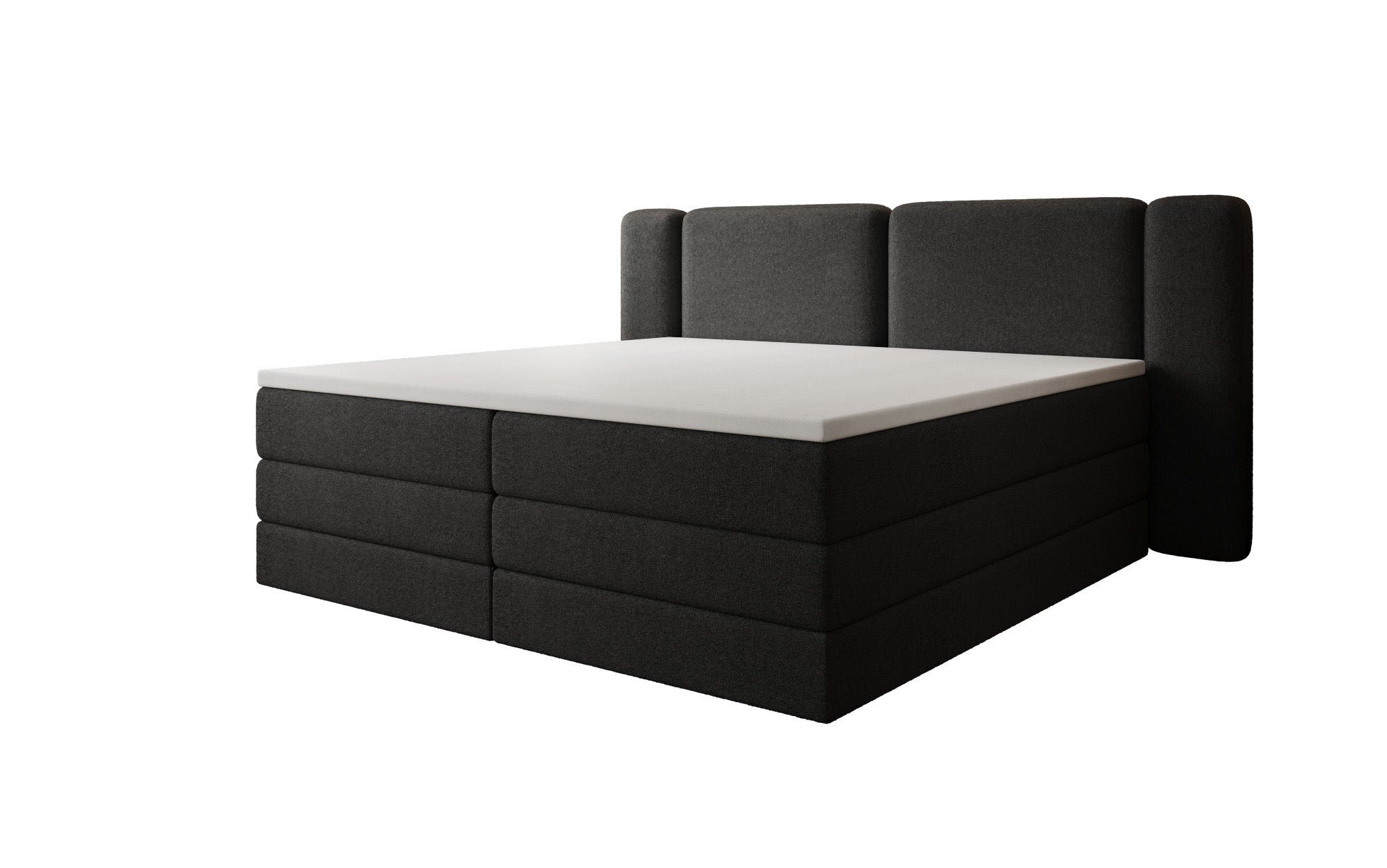 Boxspringbett Leni mit hochklappbarem Stauraum in Teddy Bouclé