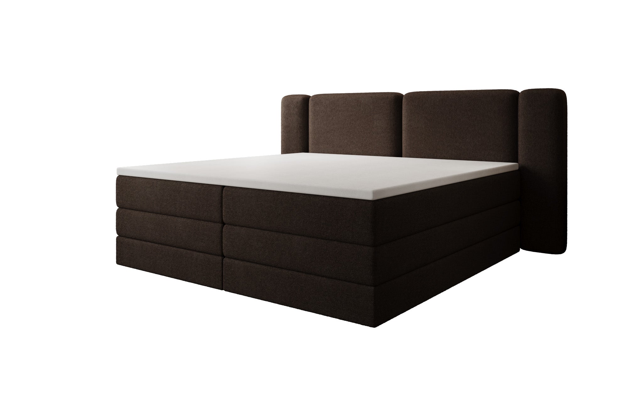 Boxspringbett Leni mit hochklappbarem Stauraum in Teddy Bouclé