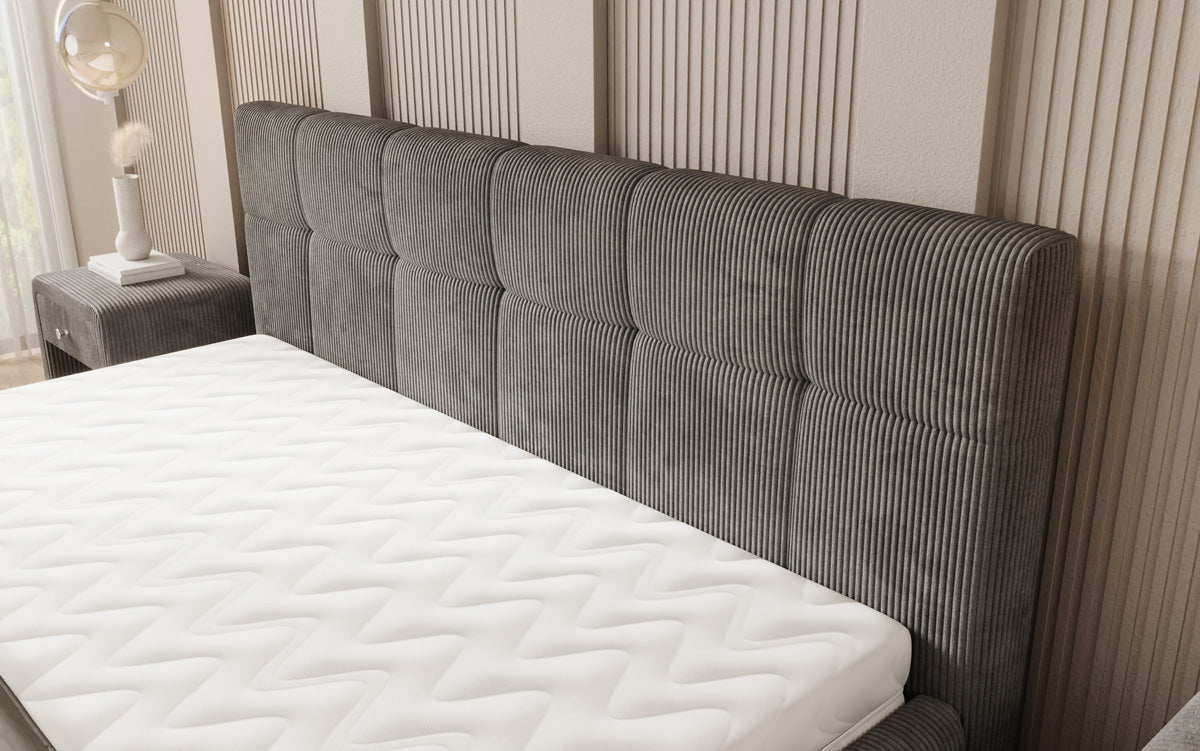 Designer Polsterbett Nelly in Cord mit Stauraum