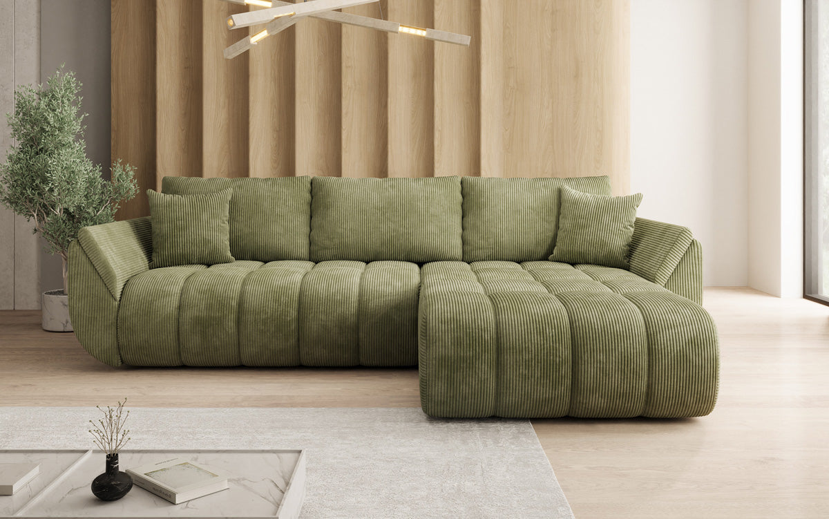 Designer Sofa Lenoa L mit Schlaffunktion und Stauraum in Cord