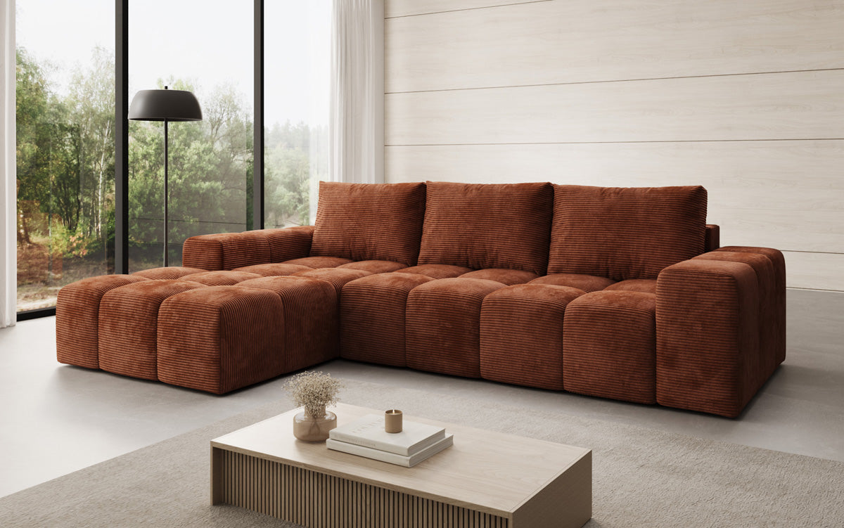 Designer Sofa Aila mit Schlaf- und Klappfunktion in Cord