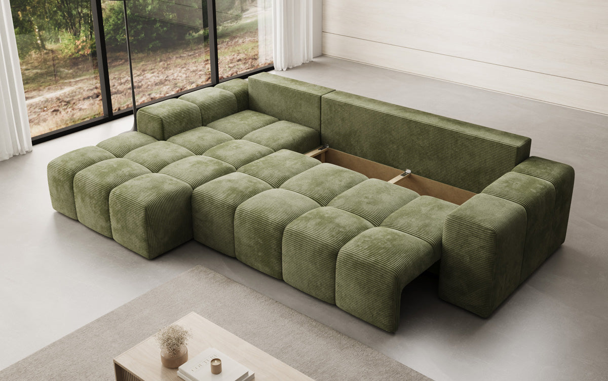 Designer Sofa Aila mit Schlaf- und Klappfunktion in Cord